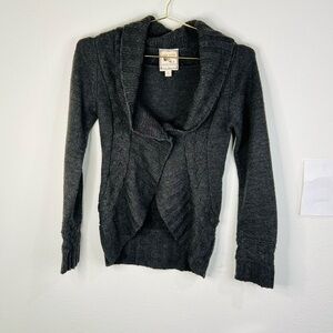 Pink Rose Women’s Cable Knit Cardigan Sweater, Dark Gray, Size Small Cozy Winter